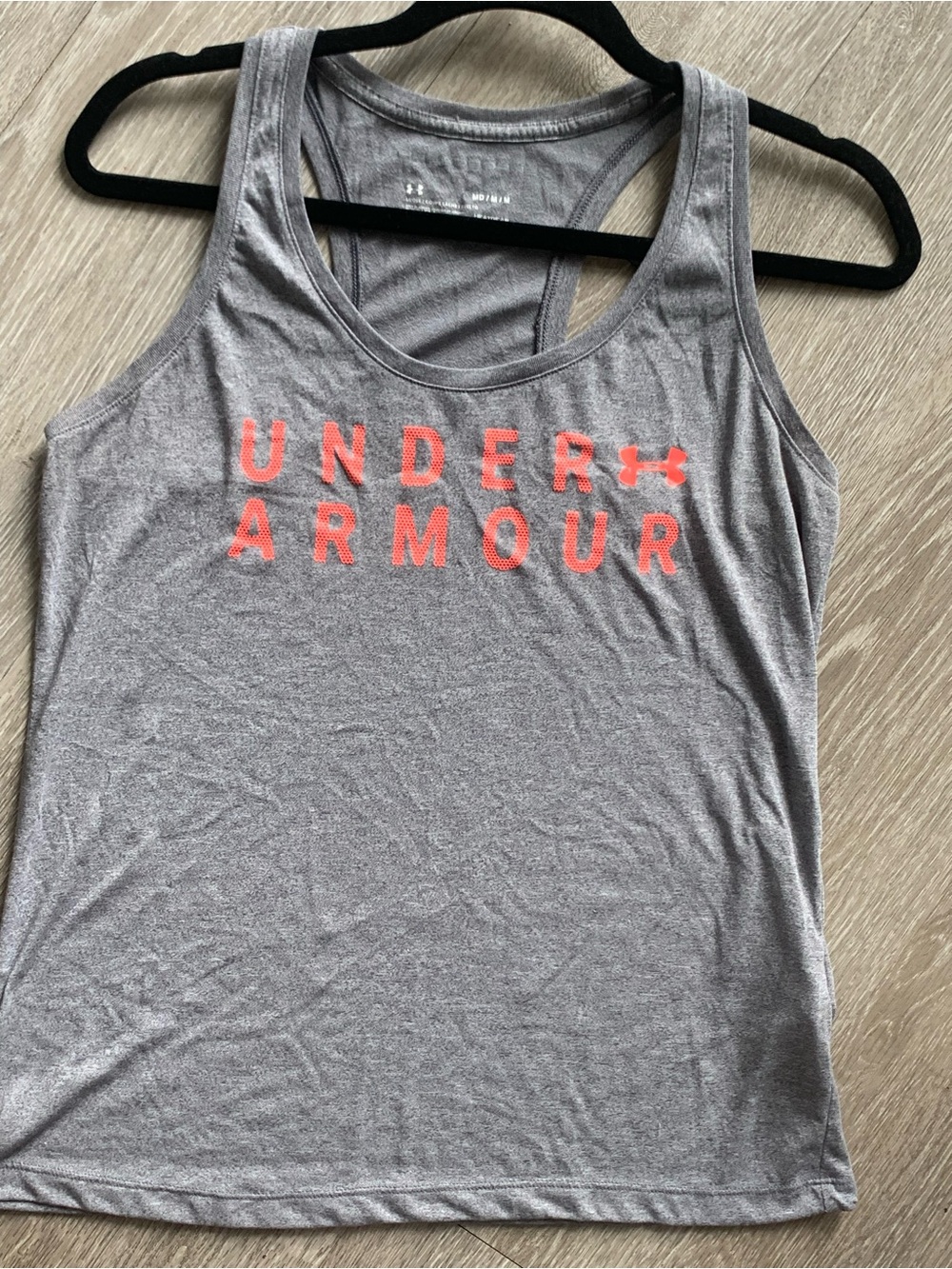 Under Armour Gray Tank Top with Coral Graphic Logo